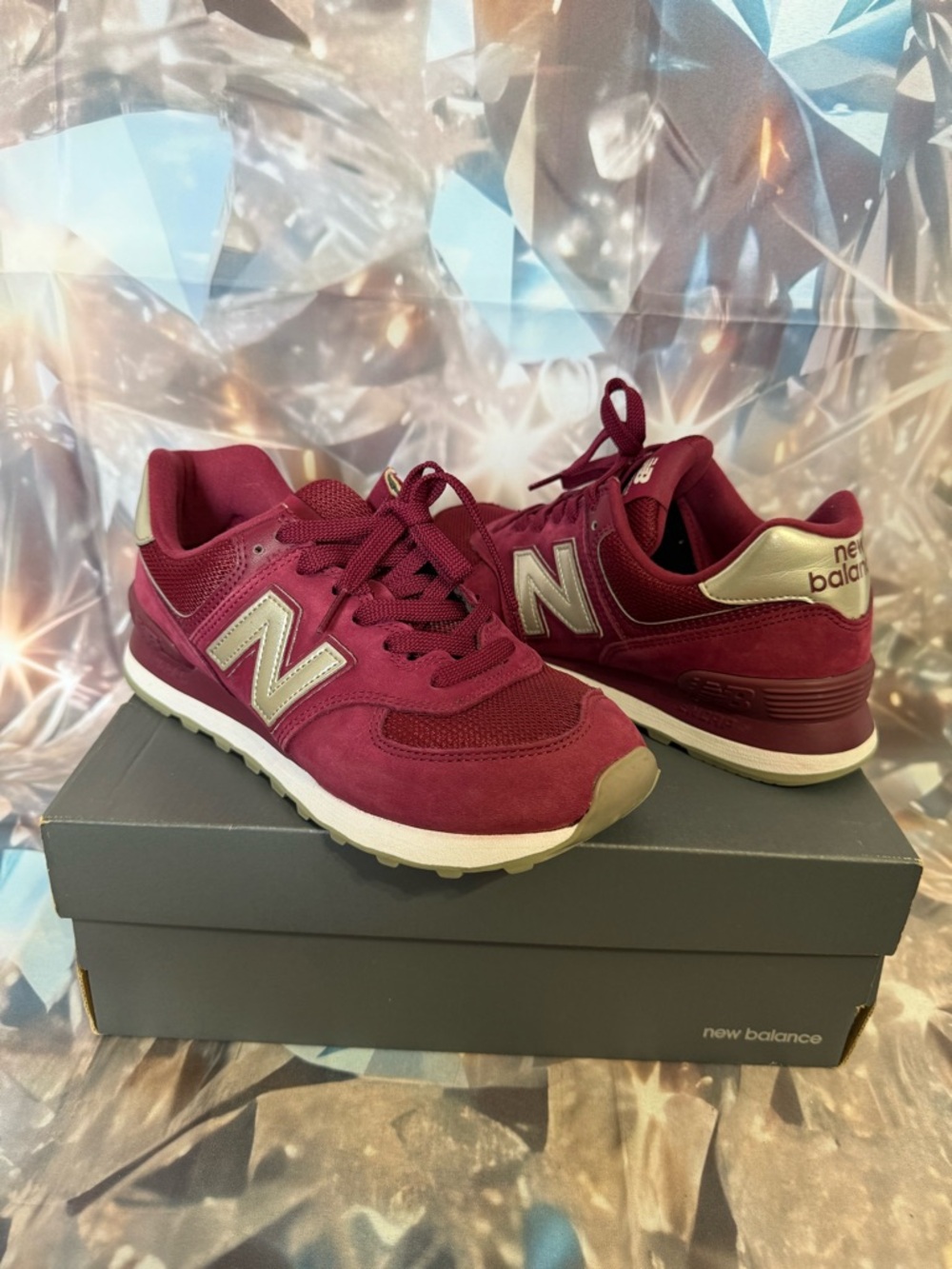 New Balance Women's Burgundy and Silver Retro Sneaker